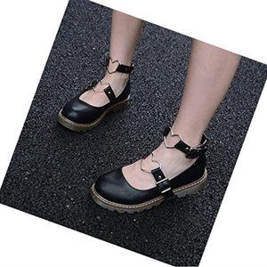 Gothic Women's Student Lolita Shoes Heart Ankle Strap Mary Jane Platforms